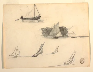 Sechs Studien von Segelbooten